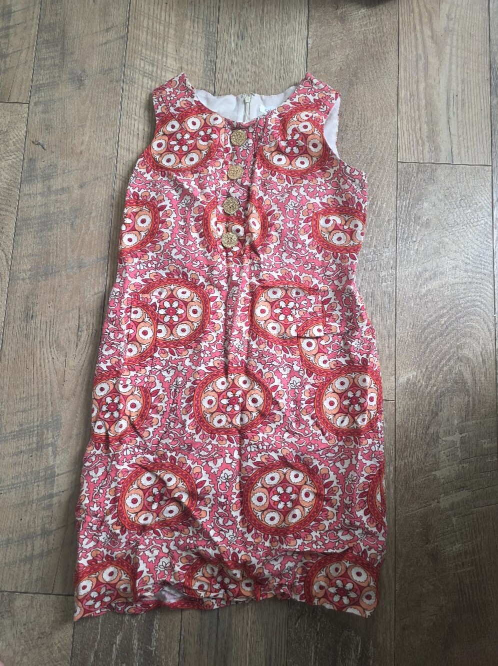 Calvin Klein Pink and Coral Linen Shift Dress